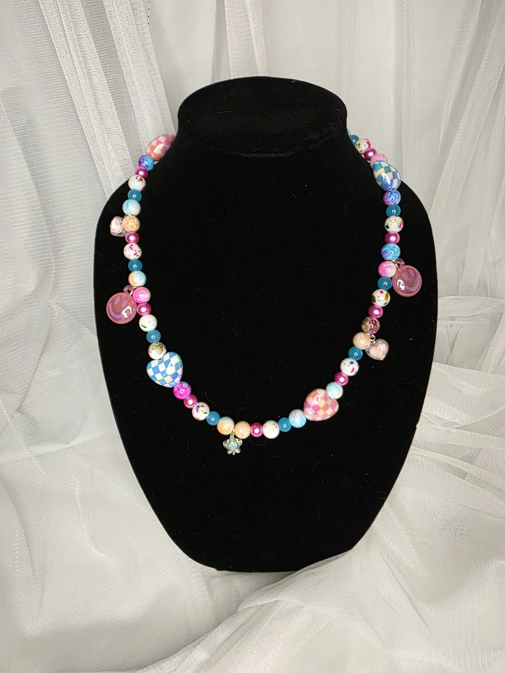 Colorful Heart Bead Necklace - Multicolor Women’s Necklace - Picture 4 of 5